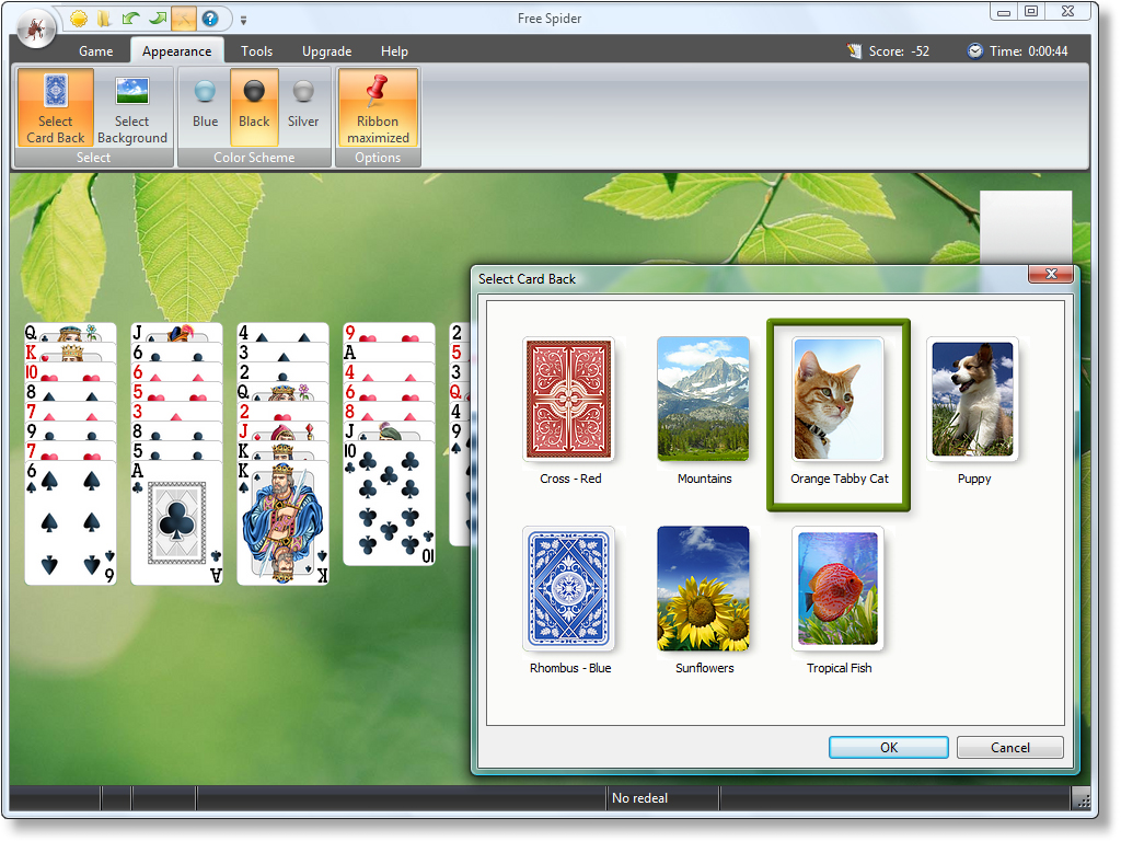 Free Spider - Select a Card Back screenshot