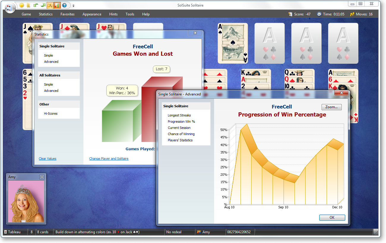 SolSuite Solitaire - Statistics Screenshot